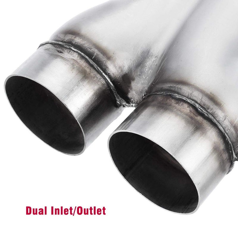 Upower Exhaust X-pipe 2.5" Universal Crossover X Pipe Dual 2.5 In/Out Exhaust Tip 12" Long Polished Stainless Steel Stamped Pipe - Image 5